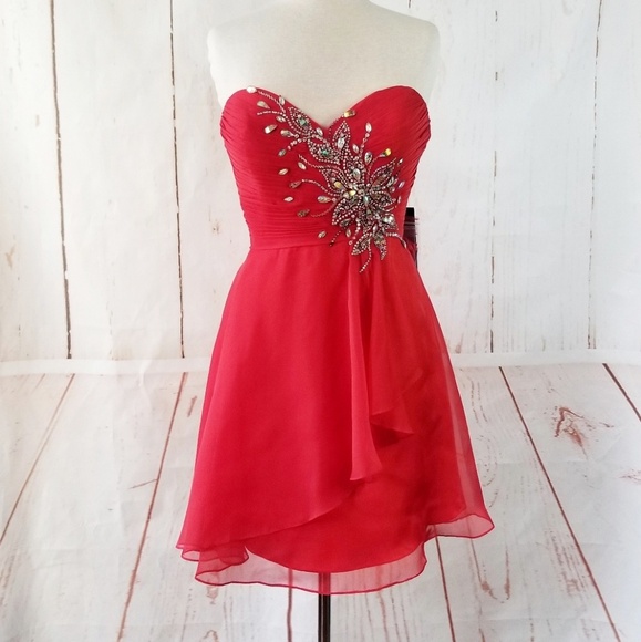 Alyce Paris Short Silky Strapless Chiffon Dress - Picture 1 of 8
